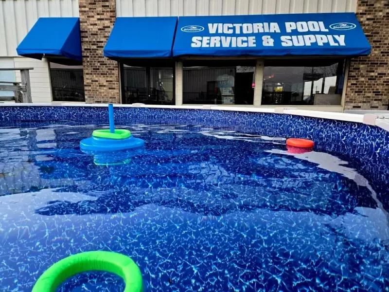 Above-ground pool outside Victoria Pool Supply