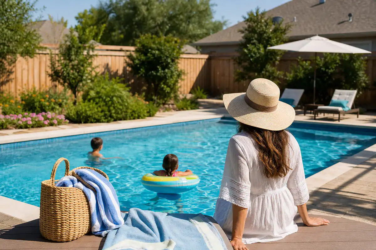 Family pool water safety in Victoria TX backyard swimming pool