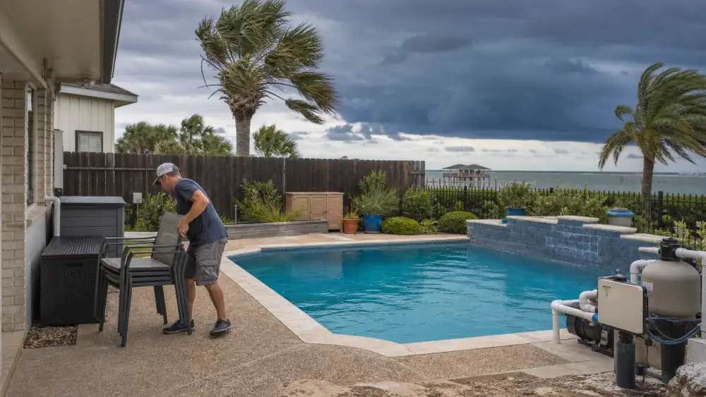 How to prepare a pool for a hurricane on the Texas Coast
