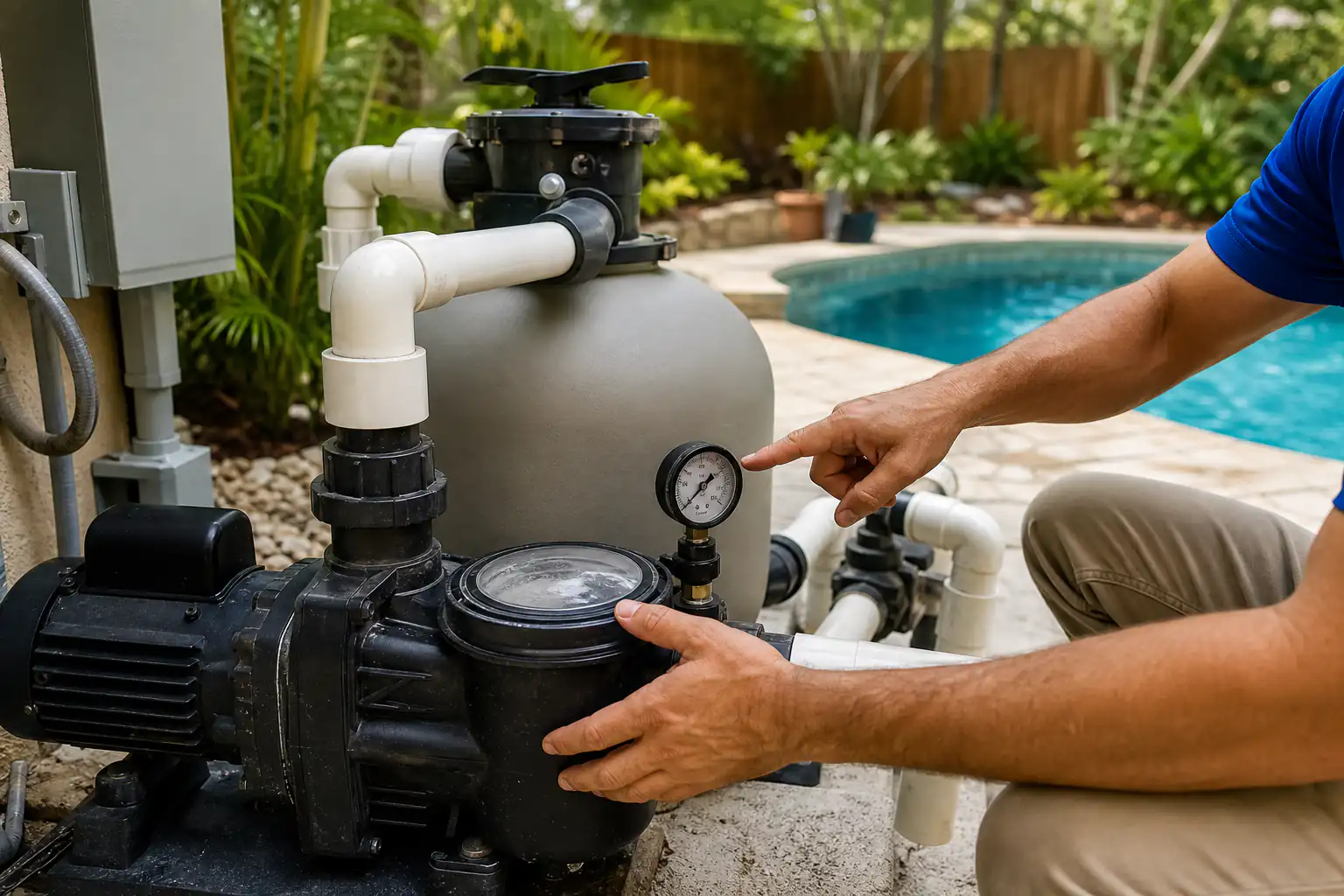 Pool pump and filter inspection for pool repair Victoria TX
