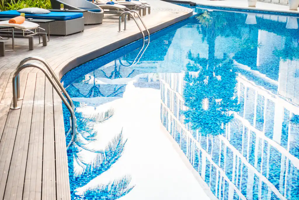 Clean backyard swimming pool in Victoria TX ready for regular pool service