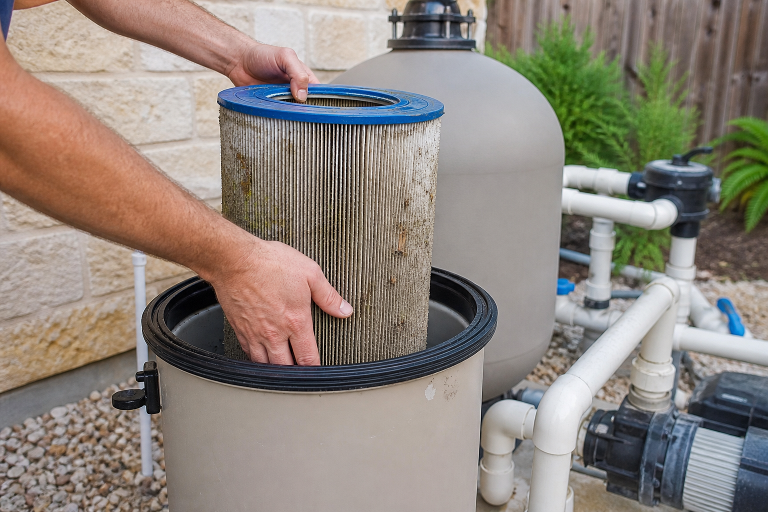 Dirty cartridge filter causing cloudy pool water