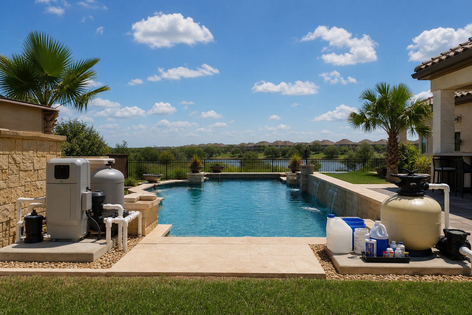 Salt water vs chlorine pool systems in Texas summer heat